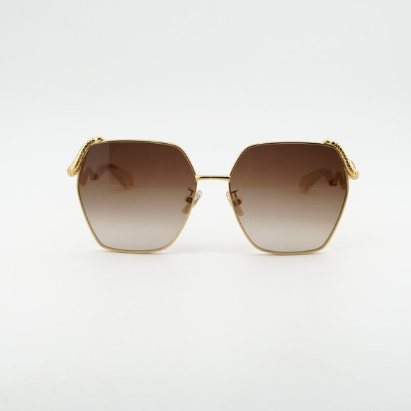 Roberto Cavalli SRC035M 0400 Sunglasses Gold Geometric Frame, Grey Lenses